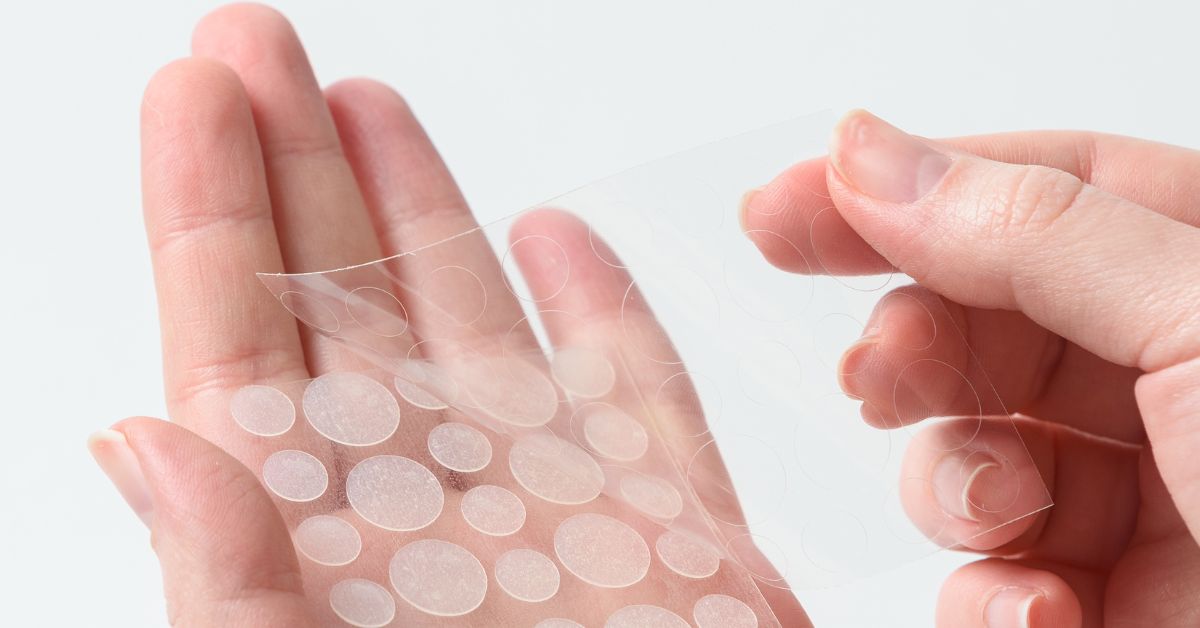 Avery Dennison Hydrocolloid Bandages: Skin-Friendly Protection for Wounds and Acne, clear patches held.